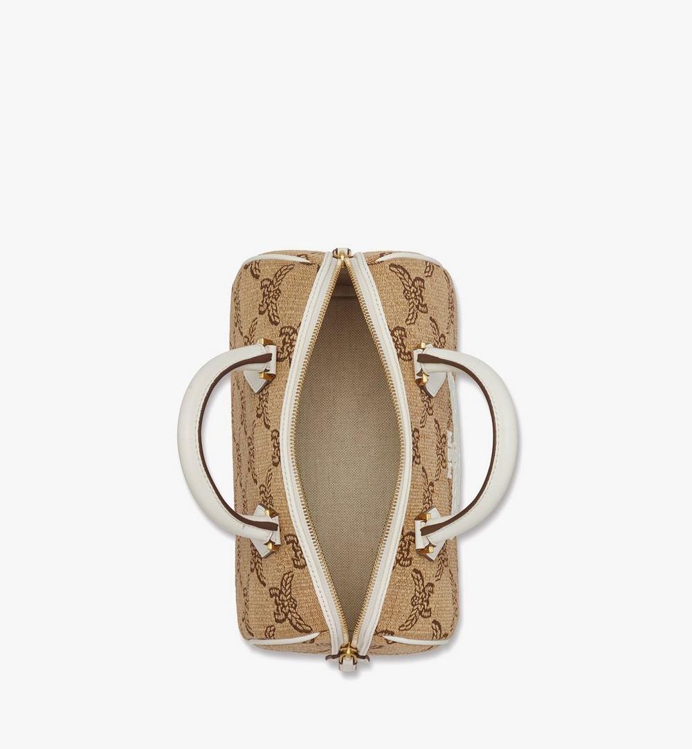 MWBFSEA04IN001-Ella Boston Bag in Lauretos Raffia Jacquard|NATURAL