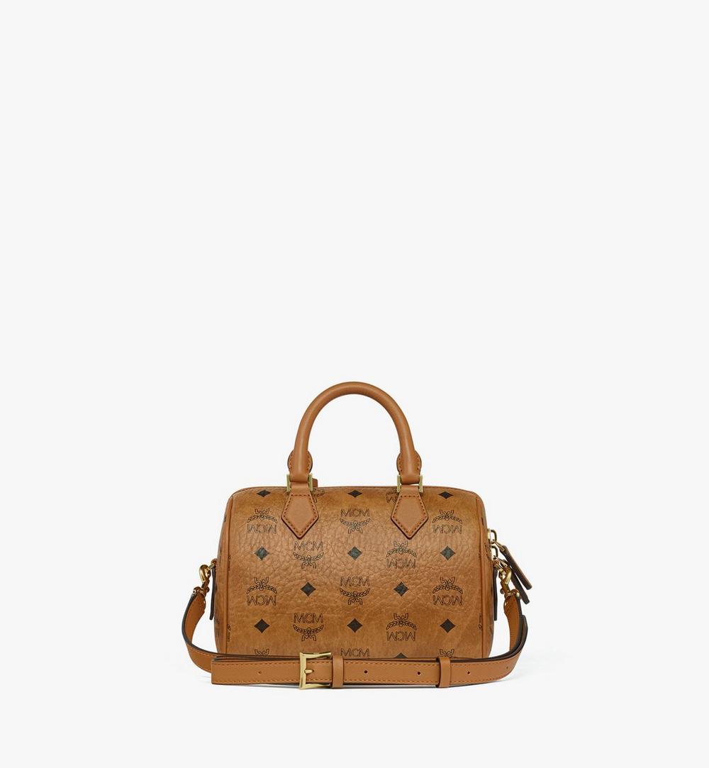 MWBGSEA04CO001-Ella Boston Bag in Rabot Visetos|COGNAC