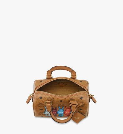 MWBGSEA04CO001-Ella Boston Bag in Rabot Visetos|COGNAC