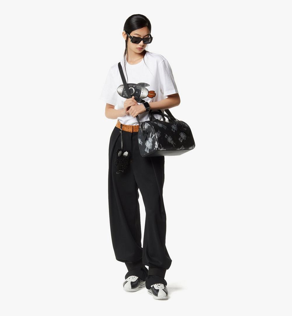 MWBGSEA05BK001-Ella Boston Bag in Rabot Visetos|BLACK