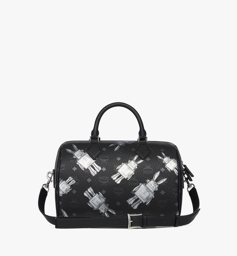 MWBGSEA05BK001-Ella Boston Bag in Rabot Visetos|BLACK