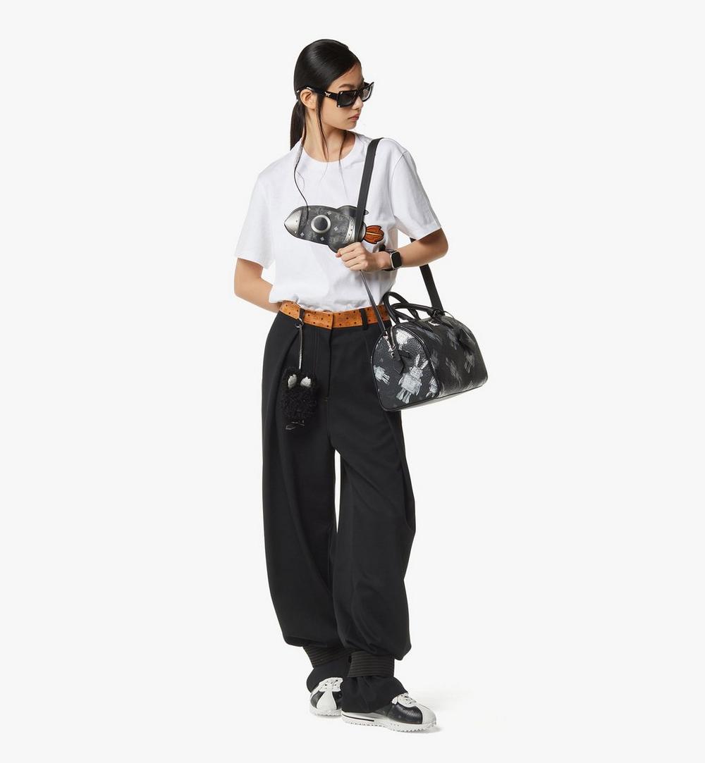 MWBGSEA05BK001-Ella Boston Bag in Rabot Visetos|BLACK