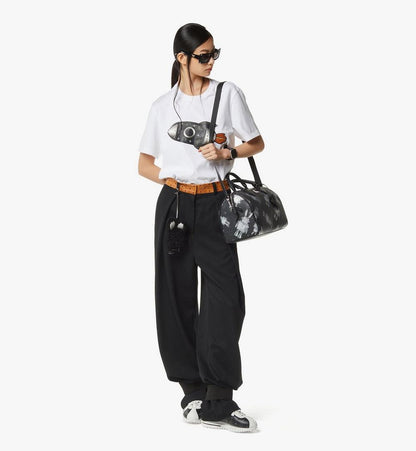MWBGSEA05BK001-Ella Boston Bag in Rabot Visetos|BLACK