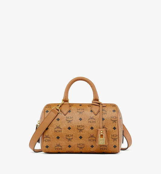 MWBESEA02CO001-Ella Boston Bag in Visetos|COGNAC