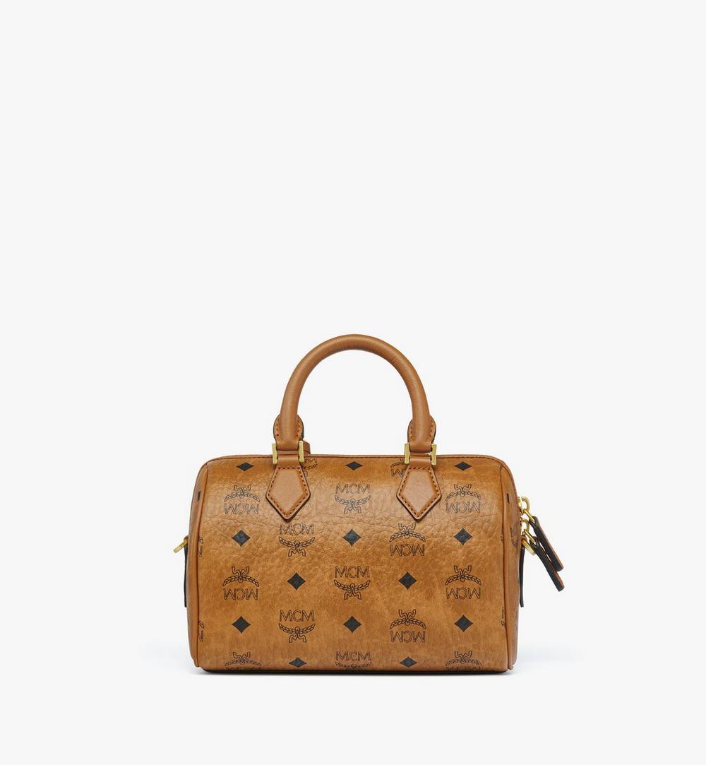 MWBFAEA03CO001-Ella Boston Bag in Visetos|COGNAC