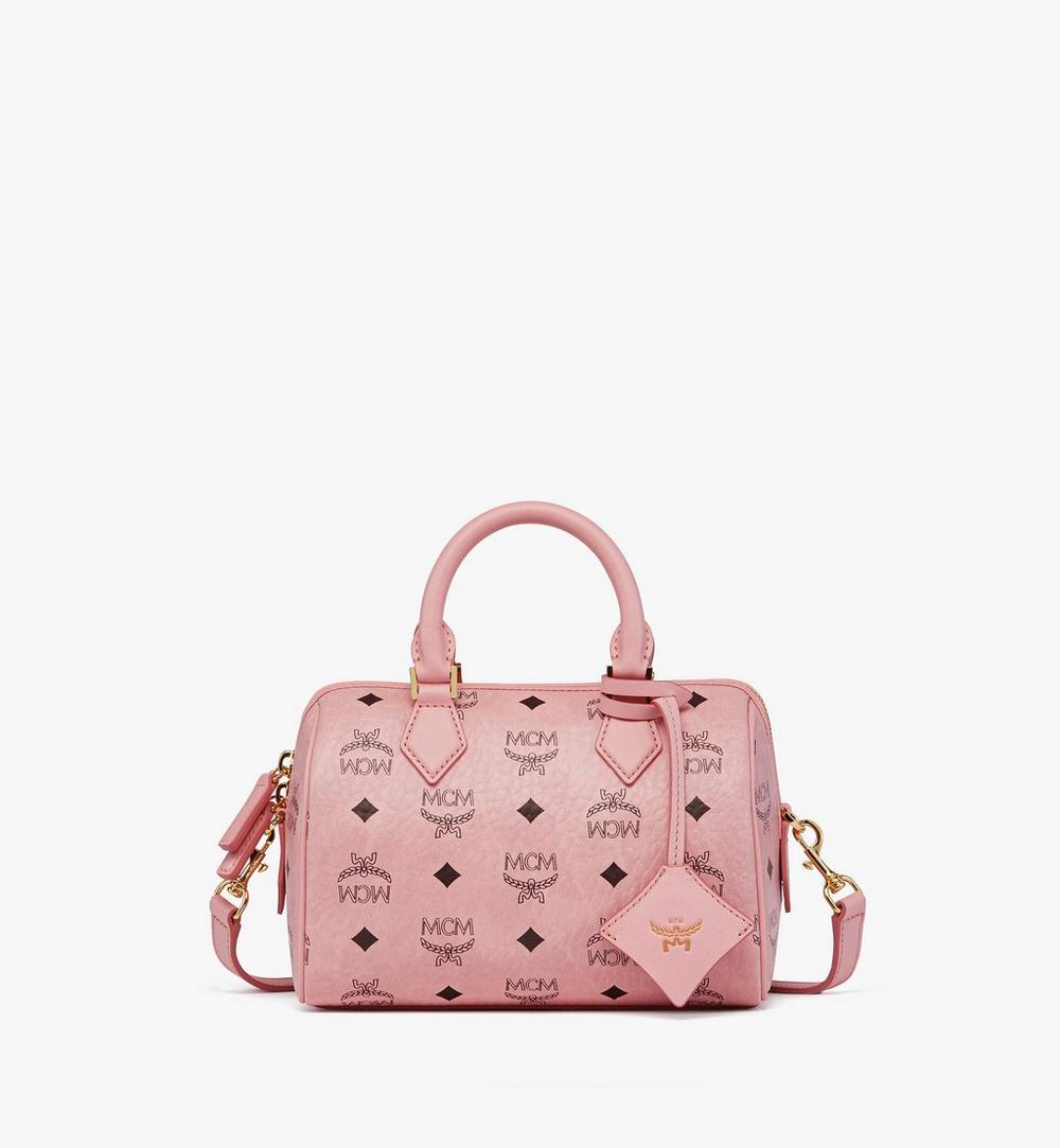 MWBFAEA03PZ001-Ella Boston Bag in Visetos|SOFT PINK