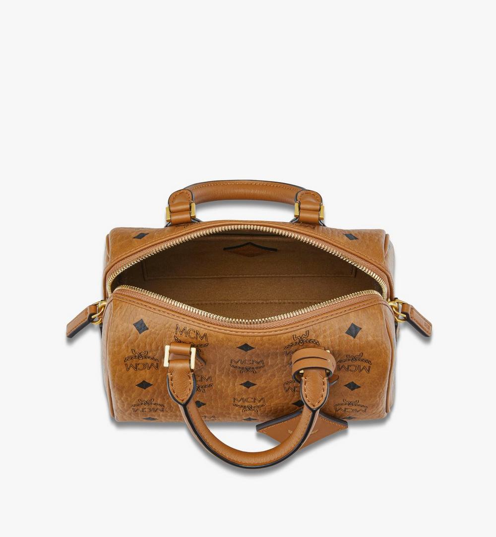 MWBFAEA03CO001-Ella Boston Bag in Visetos|COGNAC
