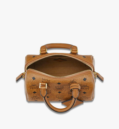 MWBFAEA03CO001-Ella Boston Bag in Visetos|COGNAC
