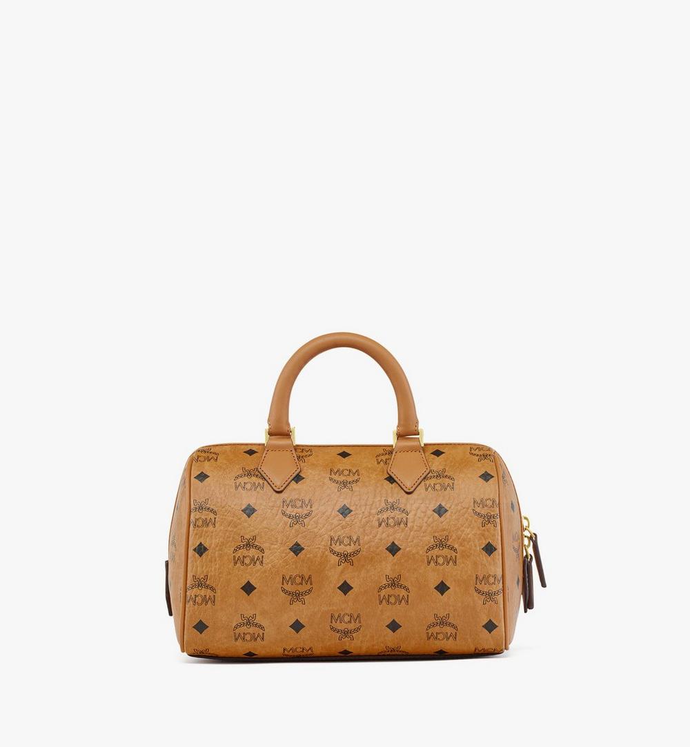 MWBESEA02CO001-Ella Boston Bag in Visetos|COGNAC