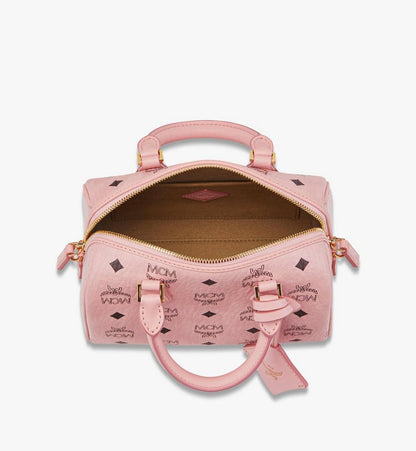 MWBFAEA03PZ001-Ella Boston Bag in Visetos|SOFT PINK