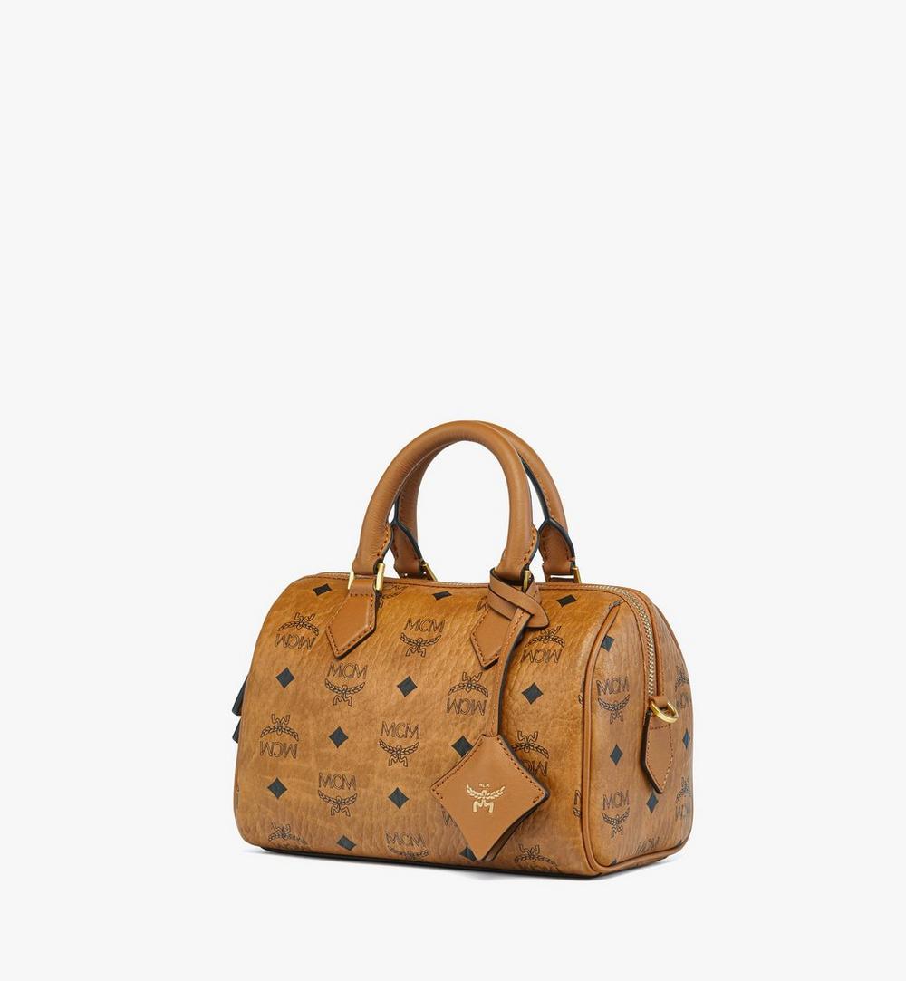 MWBFAEA03CO001-Ella Boston Bag in Visetos|COGNAC