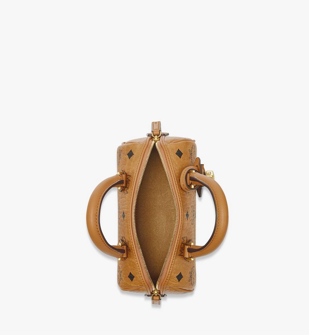 MWBESEA01CO001-Ella Boston Bag in Visetos|COGNAC