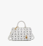 MWBESEA02WT001-Ella Boston Bag in Visetos|White