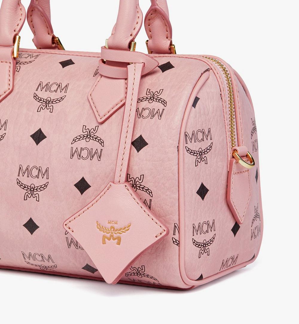 MWBFAEA03PZ001-Ella Boston Bag in Visetos|SOFT PINK