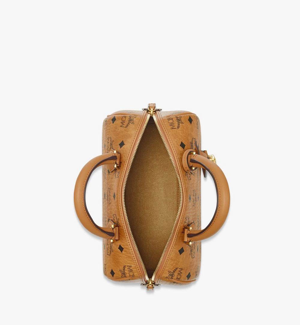 MWBESEA02CO001-Ella Boston Bag in Visetos|COGNAC