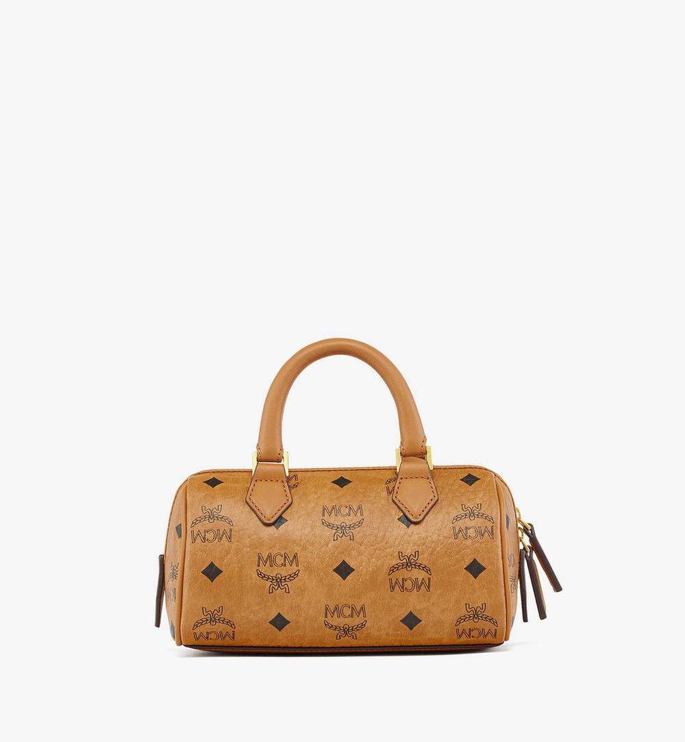 MWBESEA01CO001-Ella Boston Bag in Visetos|COGNAC