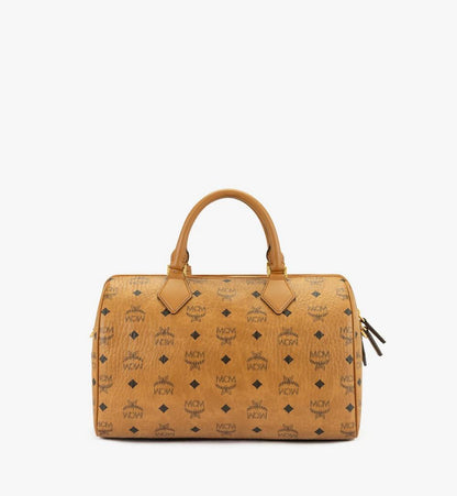 MWBFAEA01CO001-Ella Boston Bag in Visetos|COGNAC
