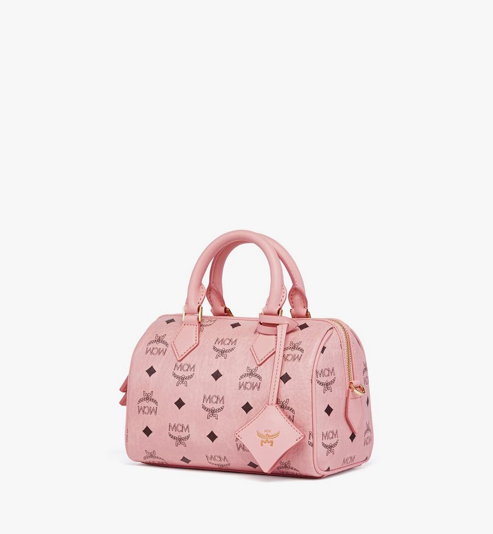 MWBFAEA03PZ001-Ella Boston Bag in Visetos|SOFT PINK