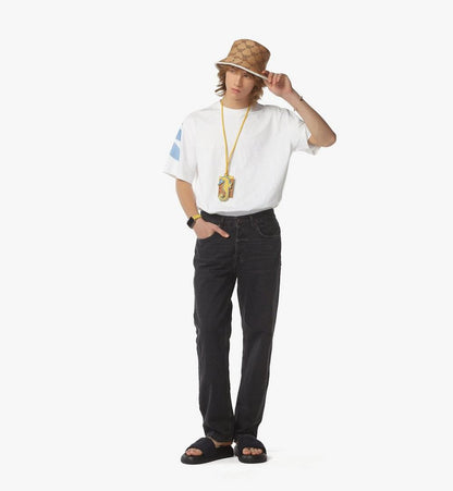 MHTFSMM04WT00S-Gradation Laurel Logo Print T-Shirt in Organic Cotton|White