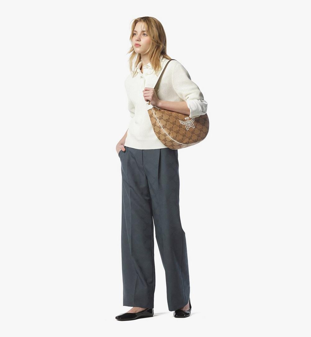 MWHFSAC03IN001-Himmel Ascending Moon Hobo in Lauretos Raffia Jacquard|NATURAL