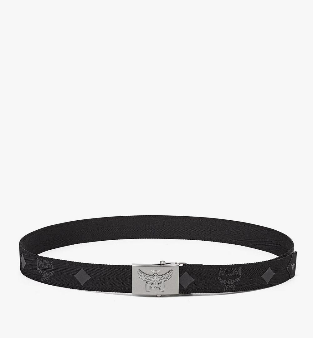 MXBFSAC02BK001-Himmel Brass Plate Belt in Monogram Webbing|BLACK
