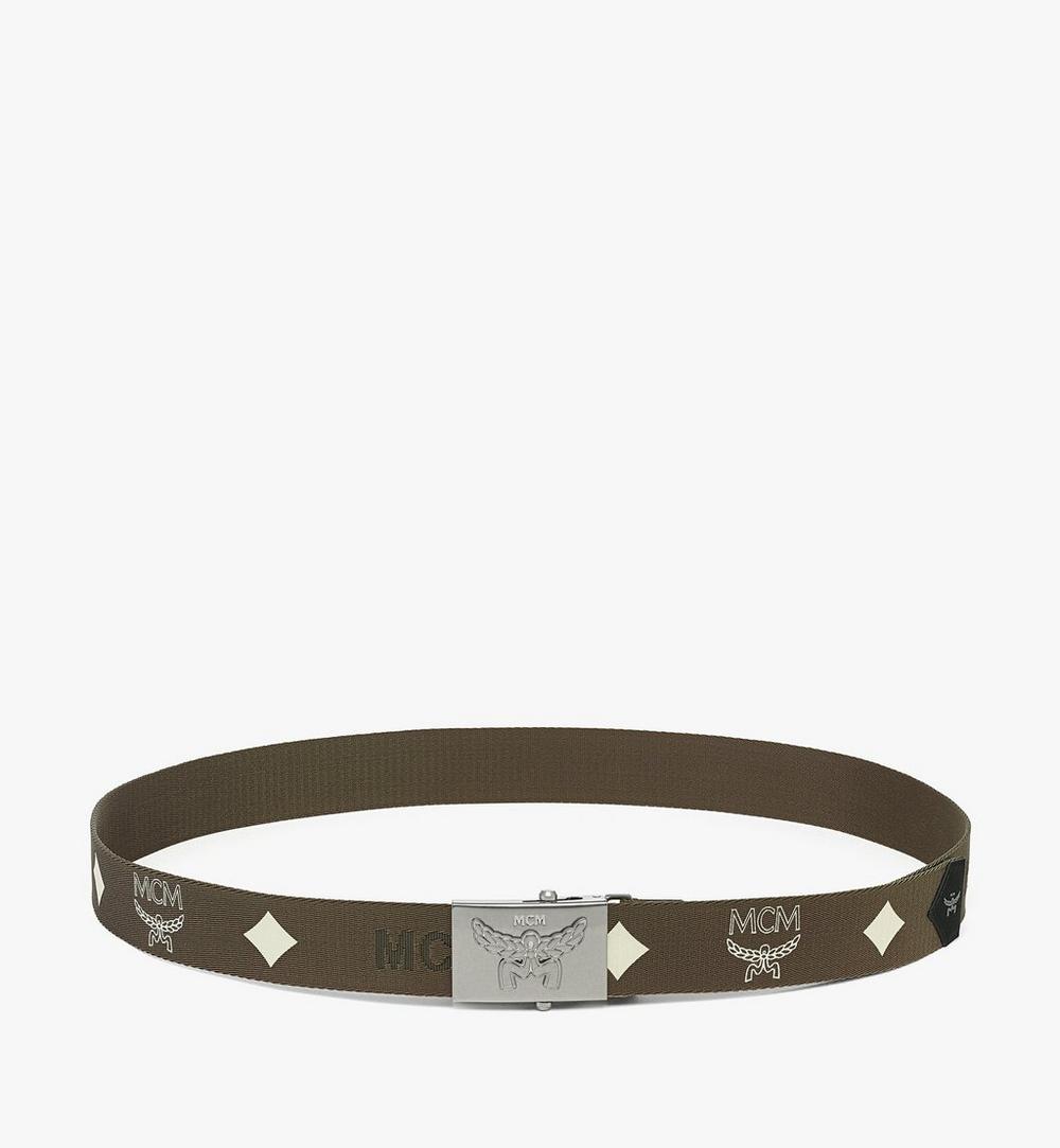 MXBFSAC01GK001-Himmel Brass Plate Belt in Monogram Webbing|KHAKI