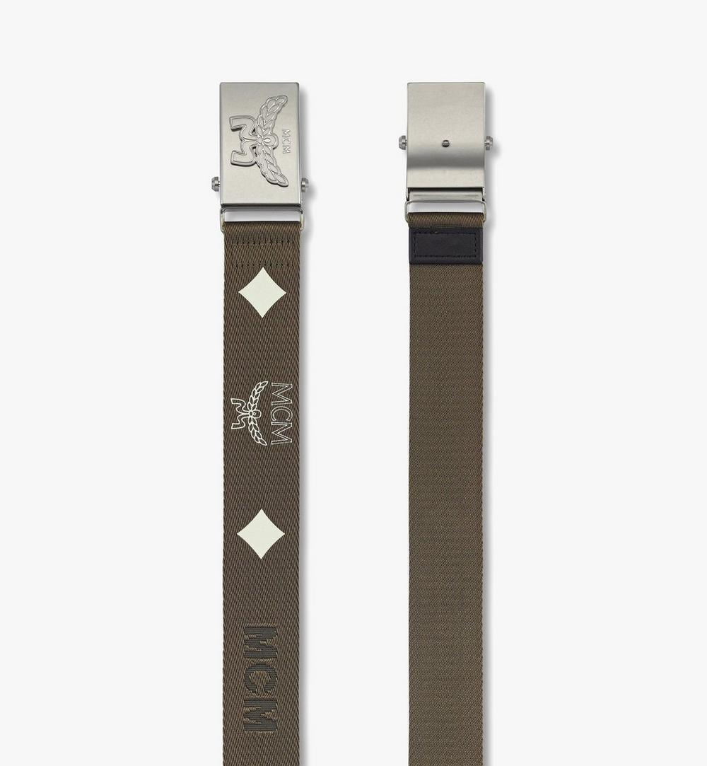 MXBFSAC01GK001-Himmel Brass Plate Belt in Monogram Webbing|KHAKI