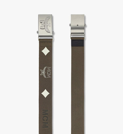 MXBFSAC01GK001-Himmel Brass Plate Belt in Monogram Webbing|KHAKI
