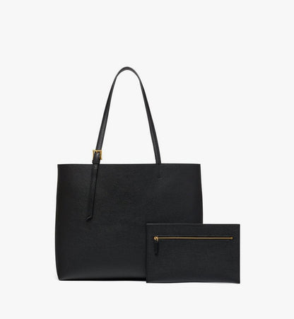 MWPESAC06BK001-Himmel Shopper in Embossed Logo Leather|BLACK