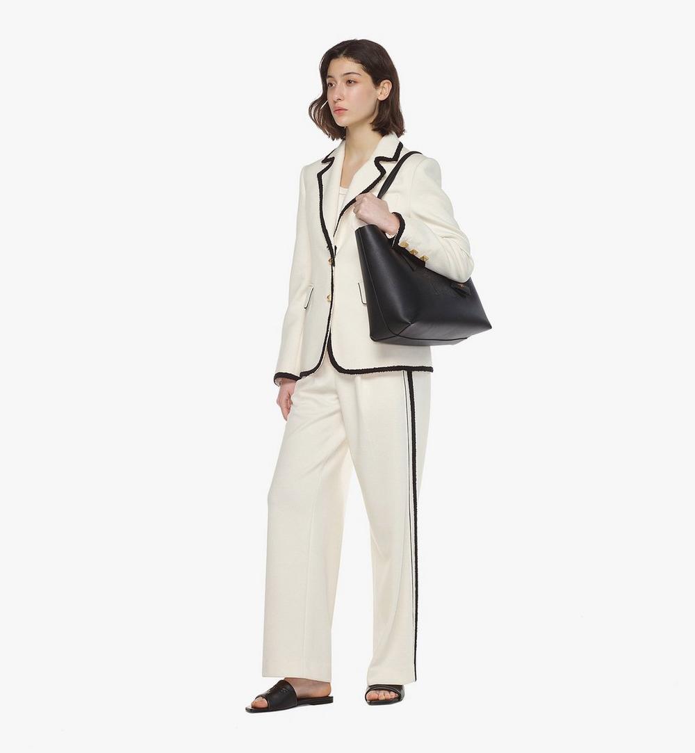 MWPESAC06BK001-Himmel Shopper in Embossed Logo Leather|BLACK