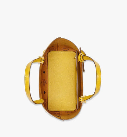 MWPESAC04Y9001-Himmel Shopper in Embossed Logo Leather|LEMON GOLD