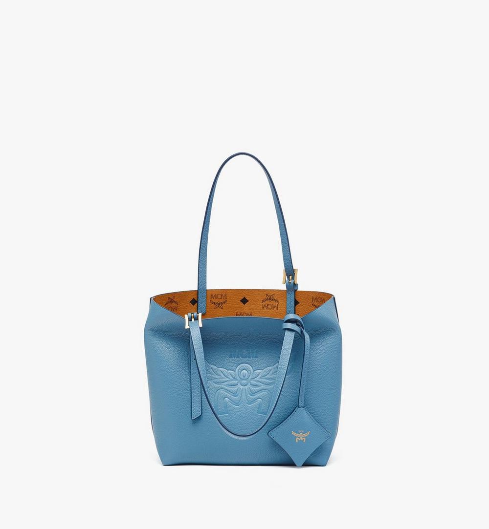 MWPESAC04E4001-Himmel Shopper in Embossed Logo Leather|BLUE HEAVEN
