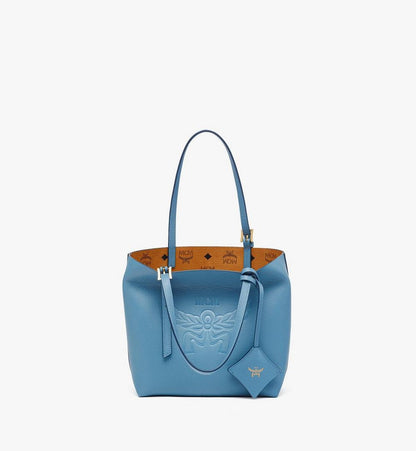 MWPESAC04E4001-Himmel Shopper in Embossed Logo Leather|BLUE HEAVEN