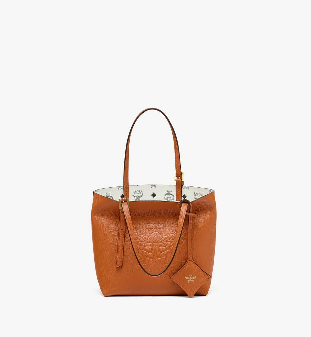 MWPESAC04CO001-Himmel Shopper in Embossed Logo Leather|COGNAC