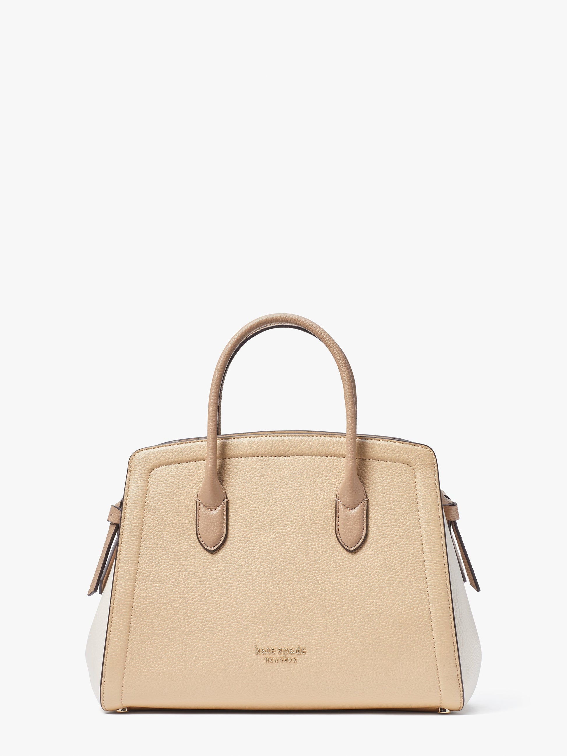 K4382-Warm Stone Multi-knott colorblocked medium satchel