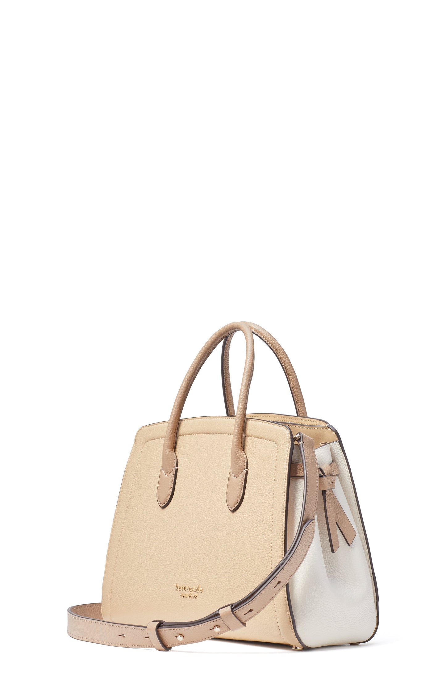 K4382-Warm Stone Multi-knott colorblocked medium satchel