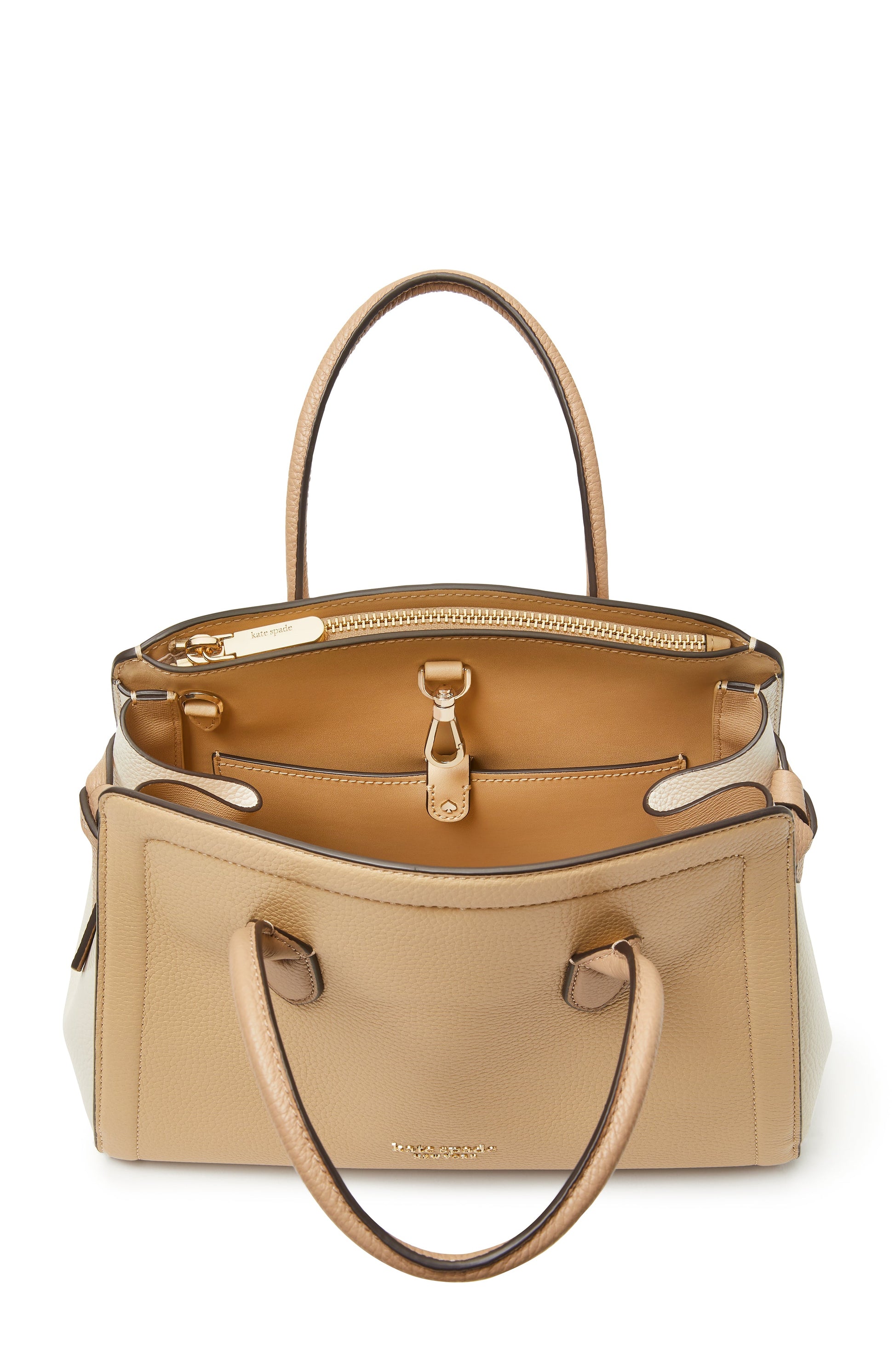 K4382-Warm Stone Multi-knott colorblocked medium satchel