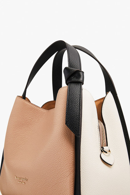 K4382-Kraft Paper Multi-knott colorblocked medium satchel
