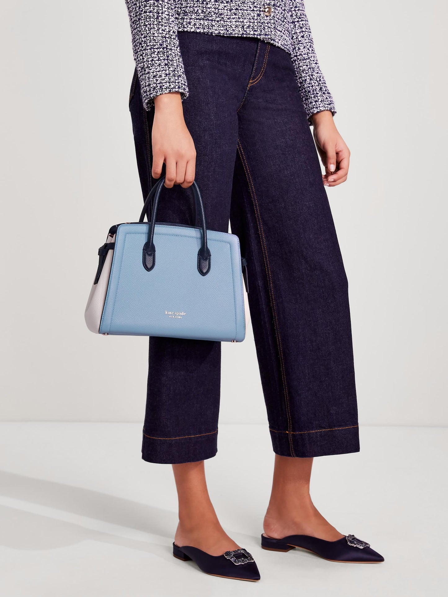 K4382-Morning Sky Multi-knott colorblocked medium satchel