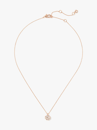 K5405-something sparkly spade flower pendant-Clear/Rose Gold