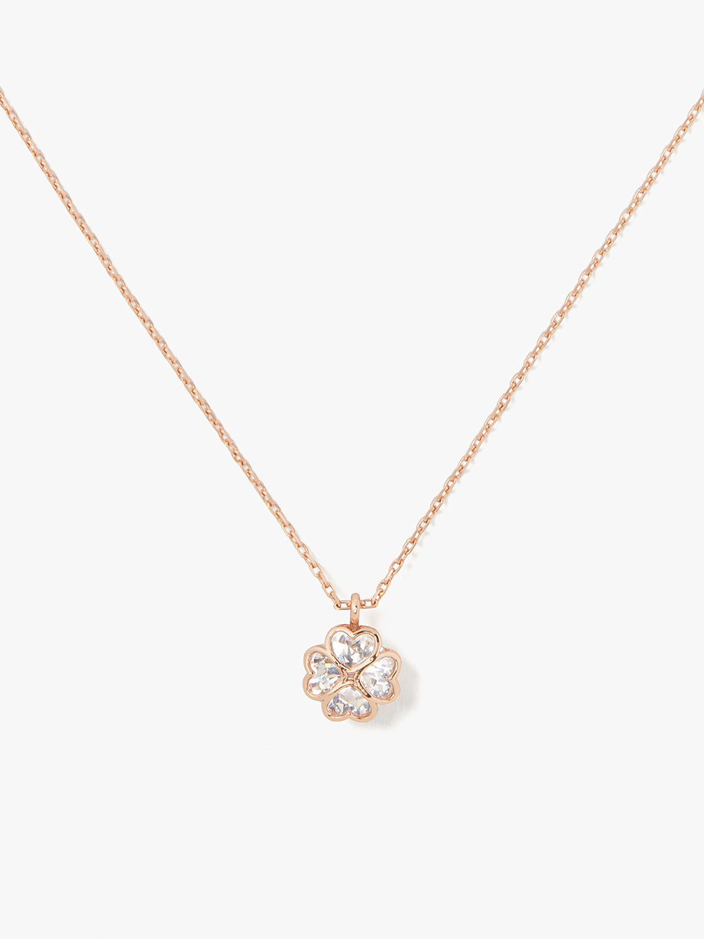 K5405-something sparkly spade flower pendant-Clear/Rose Gold