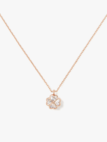 K5405-something sparkly spade flower pendant-Clear/Rose Gold