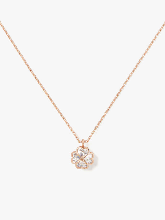 K5405-something sparkly spade flower pendant-Clear/Rose Gold