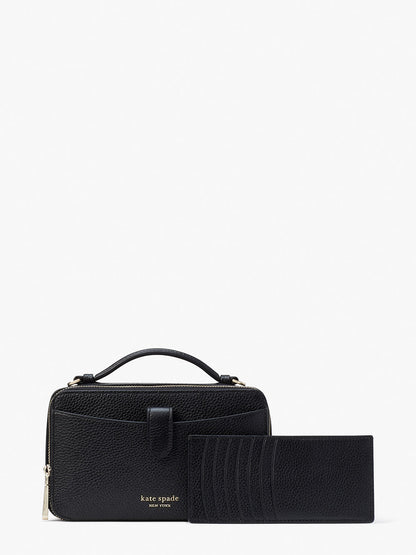 K6725-hudson double zip crossbody-Black