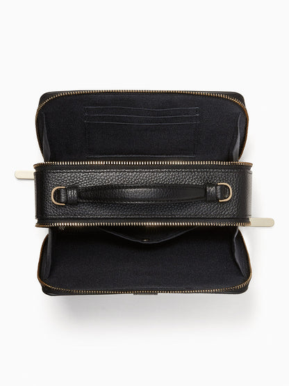 K6725-hudson double zip crossbody-Black