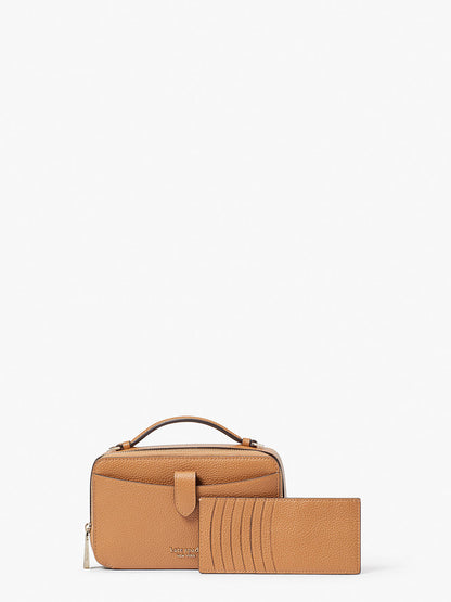 K6725-hudson double zip crossbody-Lavender Frost