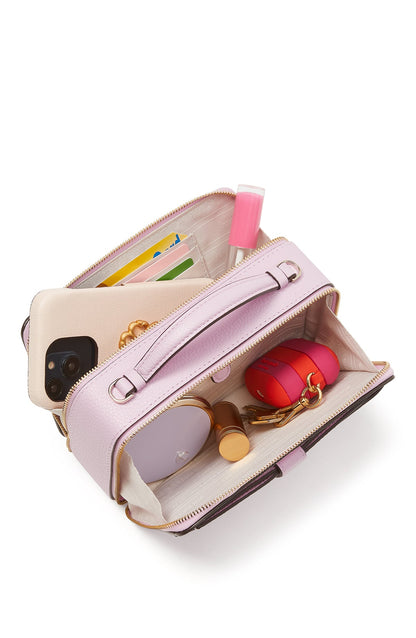 K6725-hudson double zip crossbody-Lavender Frost
