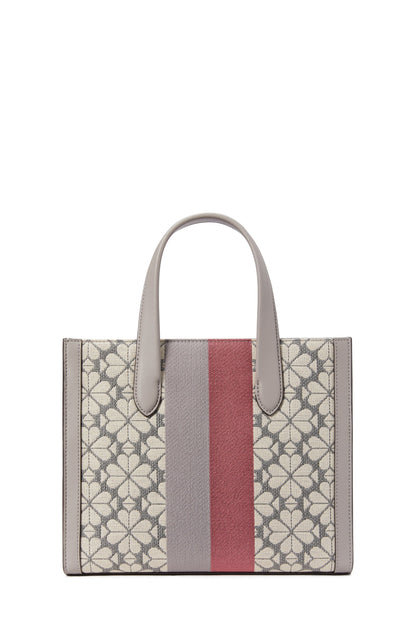 K6840-spade flower jacquard stripe manhattan small tote-Grey Multi