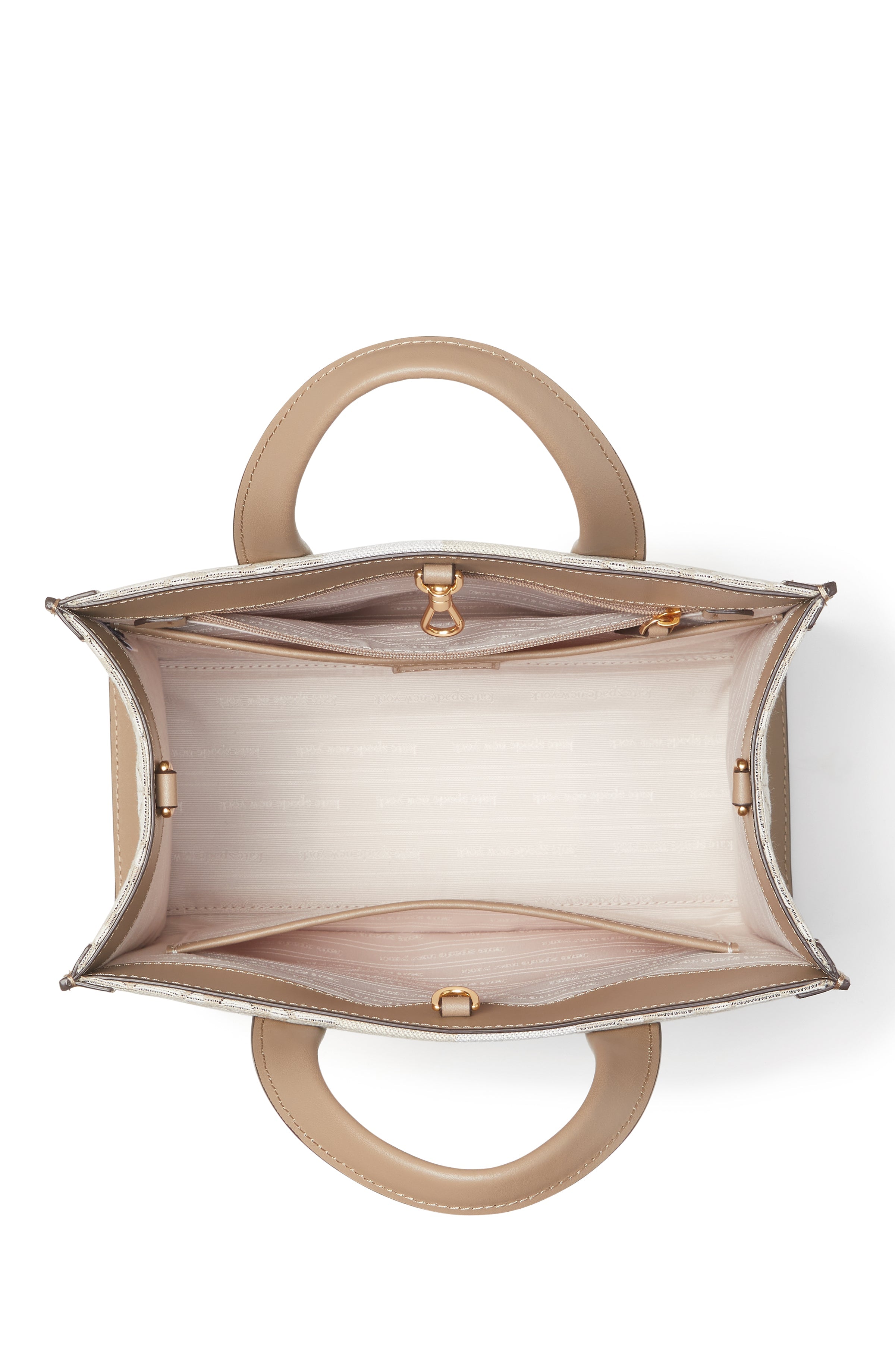 K6840-spade flower jacquard stripe manhattan small tote-Natural Multi