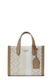 K6840-spade flower jacquard stripe manhattan small tote-Natural Multi